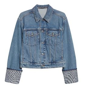 Alexander Wang Logo Wave Cuff Denim Trucker Jacket!